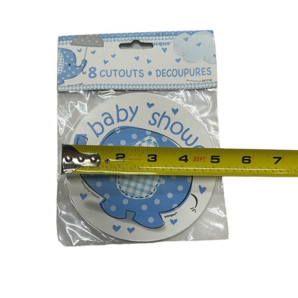 8 baby shower cutout decorations. Blue and white colored, new in packaging! - Picture 2 of 3